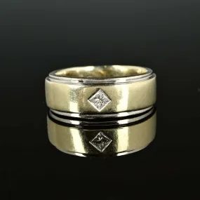 Vintage Princess Cut Diamond 14K Gold Band Ring