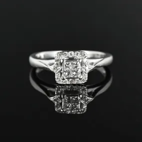Vintage Princess Cut Diamond Cluster Engagement Ring