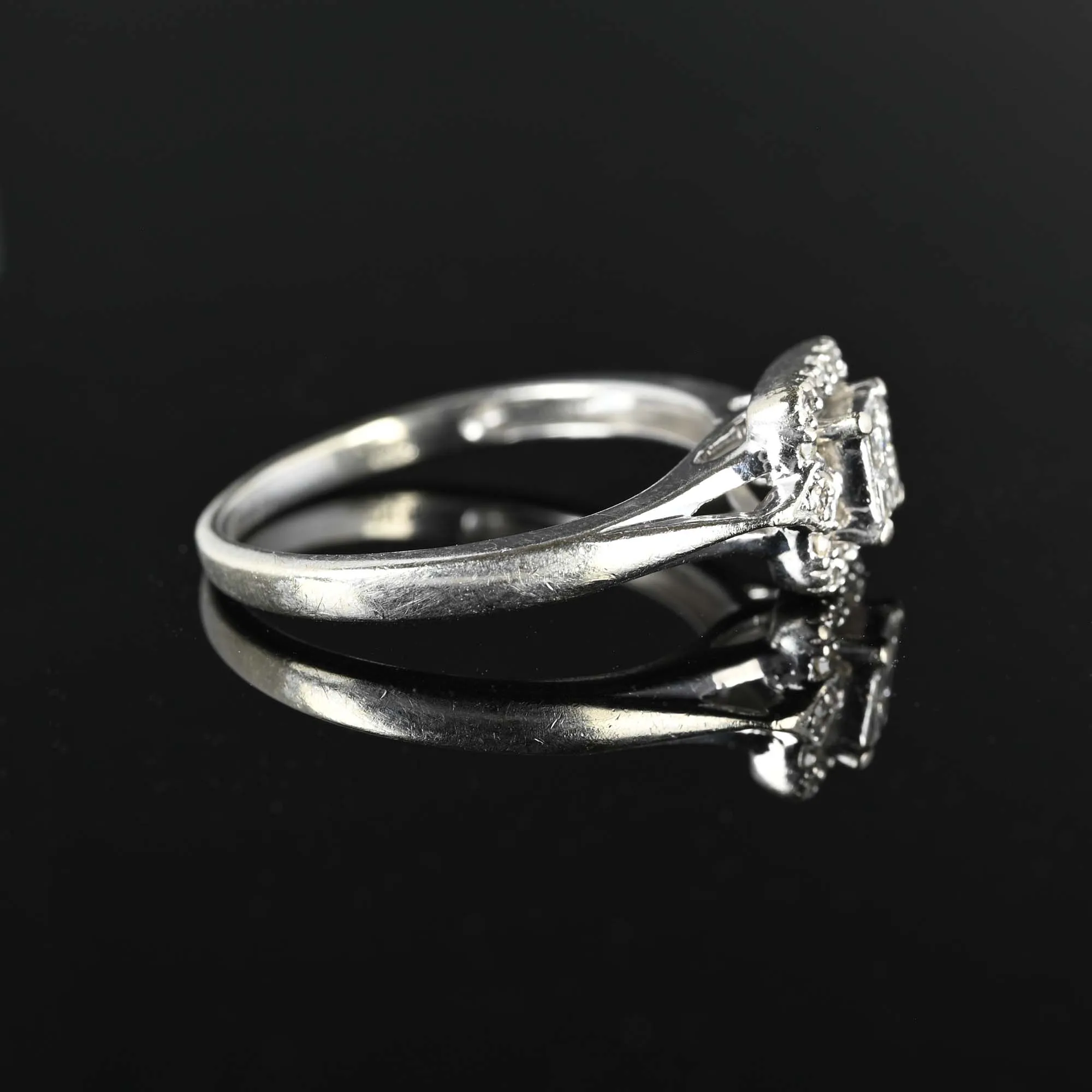 Vintage Princess Cut Diamond Cluster Engagement Ring
